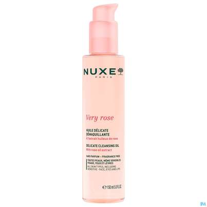 Sie sehen eine Packung Nuxe Very Rose Delicate Cleansing Oil 150ml, Produktbild: 02 Nuxe Very Rose Delicate Cleansing Oil 150ml, A-Nr.: 5948123 - 02