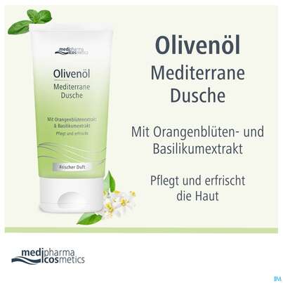 Sie sehen eine Packung Oliven Oel Mediterrane Dusche 150ml, Produktbild: 03 Oliven Oel Mediterrane Dusche 150ml, A-Nr.: 5705107 - 03