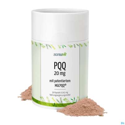 Sie sehen eine Packung Pqq/mgcpqq Kapseln 20mg Sanuvit 30st, Produktbild: 02 Pqq/mgcpqq Kapseln 20mg Sanuvit 30st, A-Nr.: 5625472 - 02