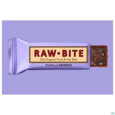 Sie sehen eine Packung Raw Bite Bio Riegel Vanilla Berries 50g, Produktbild: 10 Raw Bite Bio Riegel Vanilla Berries 50g, A-Nr.: 4252661 - 10