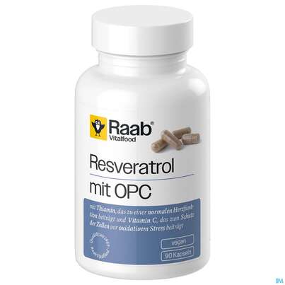 Sie sehen eine Packung Resveratrol Kapseln +opc Raab 90st, Produktbild: 02 Resveratrol Kapseln +opc Raab 90st, A-Nr.: 5871627 - 02