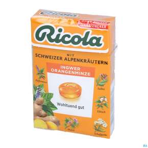 Ricola Zuckerfrei Ingwer Orangenminze Box 50g, A-Nr.: 5627525 - 01