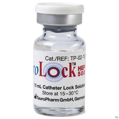 Sie sehen eine Packung Tauro Lock Ampullen Hep500 5ml 10st, Produktbild: 02 Tauro Lock Ampullen Hep500 5ml 10st, A-Nr.: 3387324 - 02