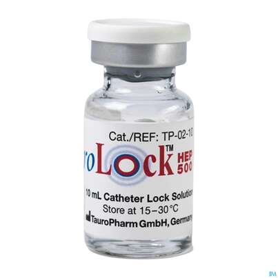 Sie sehen eine Packung Tauro Lock Ampullen Hep500 5ml 10st, Produktbild: 03 Tauro Lock Ampullen Hep500 5ml 10st, A-Nr.: 3387324 - 03