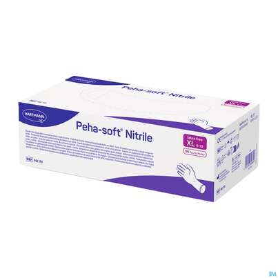 Sie sehen eine Packung Untersuchungshandschuhe Peha/soft/puderfrei Nitrile Unsteril Xl 90st, Produktbild: 03 Untersuchungshandschuhe Peha/soft/puderfrei Nitrile Unsteril Xl 90st, A-Nr.: 3423391 - 03