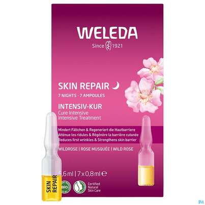 Sie sehen eine Packung Weleda Skin/repair Intensiv-kur 7 Ampullen 5,6ml, Produktbild: 02 Weleda Skin/repair Intensiv-kur 7 Ampullen 5,6ml, A-Nr.: 5838191 - 02