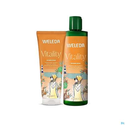 Sie sehen eine Packung Weleda Vitality Shower Cream Sanddorn 400ml, Produktbild: 01 Weleda Vitality Shower Cream Sanddorn 400ml, A-Nr.: 5909459 - 01