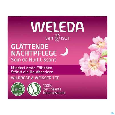 Sie sehen eine Packung Weleda Wildrose/+weisser Tee Glaettende Nachtpflege 40ml, Produktbild: 01 Weleda Wildrose/+weisser Tee Glaettende Nachtpflege 40ml, A-Nr.: 5838179 - 01