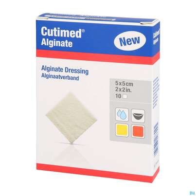 Sie sehen eine Packung Wundverband Cutimed/alginate Hydroaktiv Steril 5x 5cm 72634 10st, Produktbild: 03 Wundverband Cutimed/alginate Hydroaktiv Steril 5x 5cm 72634 10st, A-Nr.: 5909324 - 03