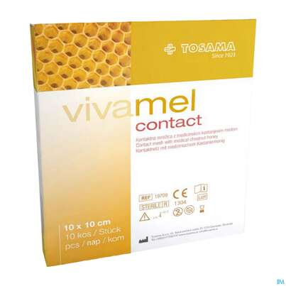 Sie sehen eine Packung Wundverband Vivamel Contact Verband Steril M.honig 5x 5cm Nr To19707 10st, Produktbild: 02 Wundverband Vivamel Contact Verband Steril M.honig 5x 5cm Nr To19707 10st, A-Nr.: 4023015 - 02