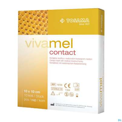 Sie sehen eine Packung Wundverband Vivamel Contact Verband Steril M.honig 5x 5cm Nr To19707 10st, Produktbild: 03 Wundverband Vivamel Contact Verband Steril M.honig 5x 5cm Nr To19707 10st, A-Nr.: 4023015 - 03