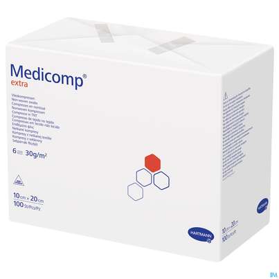 Medicomp/extra Vliesstoff-kompressen 6fach/unsteril 10x 20cm 100st, A-Nr.: 1652118 - 03