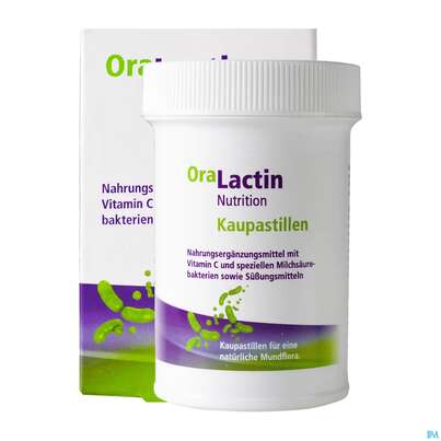Sie sehen eine Packung Oralactin Orales Probiotikum Kaupastillen +vitamin C 30g, Produktbild: 05 Oralactin Orales Probiotikum Kaupastillen +vitamin C 30g, A-Nr.: 5750409 - 05