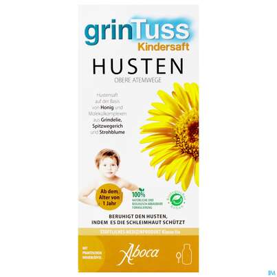 Sie sehen eine Packung Hustensaft Aboca Grintuss Kinder Ab 1jahr 210g, Produktbild: 01 Hustensaft Aboca Grintuss Kinder Ab 1jahr 210g, A-Nr.: 5617001 - 01