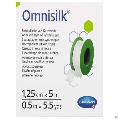 Sie sehen eine Packung Fixierpflaster Omnisilk 5mx 1,25cm 1st, Produktbild: 01 Fixierpflaster Omnisilk 5mx 1,25cm 1st, A-Nr.: 1566100 - 01
