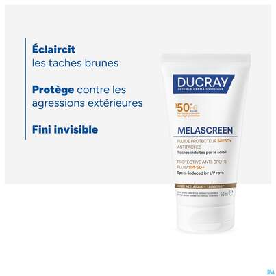Sie sehen eine Packung Sonnenprodukte Ducray Melascreen Fluid Spf 50+ 50ml, Produktbild: 18 Sonnenprodukte Ducray Melascreen Fluid Spf 50+ 50ml, A-Nr.: 5712426 - 18