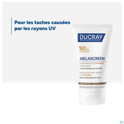 Sie sehen eine Packung Sonnenprodukte Ducray Melascreen Fluid Spf 50+ 50ml, Produktbild: 20 Sonnenprodukte Ducray Melascreen Fluid Spf 50+ 50ml, A-Nr.: 5712426 - 20