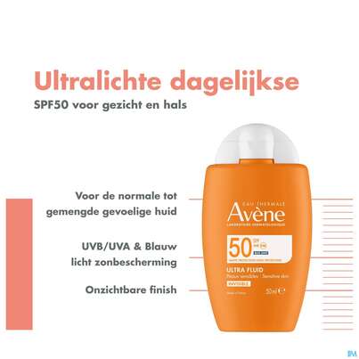 Sie sehen eine Packung Sonnenprodukte Avene Ultra/fluid Invisible Lf50 50ml, Produktbild: 03 Sonnenprodukte Avene Ultra/fluid Invisible Lf50 50ml, A-Nr.: 5826414 - 03