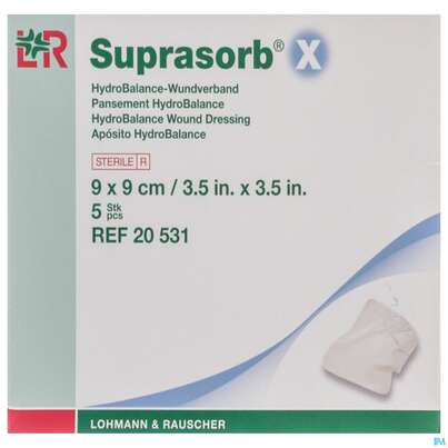 Suprasorb/x Hydrobalance Wundverband Kompresse 9x 9cm 5st, A-Nr.: 3065141 - 01
