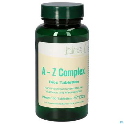 Sie sehen eine Packung Bios A-z Complex 100 Tabletten, Produktbild: 01 Bios A-z Complex 100 Tabletten, A-Nr.: 4247068 - 01