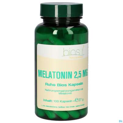 Sie sehen eine Packung Bios Melatonin Ruhe 2,5mg 100 Kapseln, Produktbild: 01 Bios Melatonin Ruhe 2,5mg 100 Kapseln, A-Nr.: 4247039 - 01