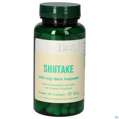 Sie sehen eine Packung Bios Shii Take 400mg 100 Kapseln, Produktbild: 01 Bios Shii Take 400mg 100 Kapseln, A-Nr.: 4049196 - 01