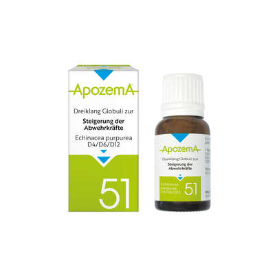 Sie sehen eine Packung Apozema® Nr. 51: Dreiklang Globuli zur Steigerung der Abwehrkräfte, Produktbild: 01 Apozema® Nr. 51: Dreiklang Globuli zur Steigerung der Abwehrkräfte, A-Nr.: 3529480 - 01