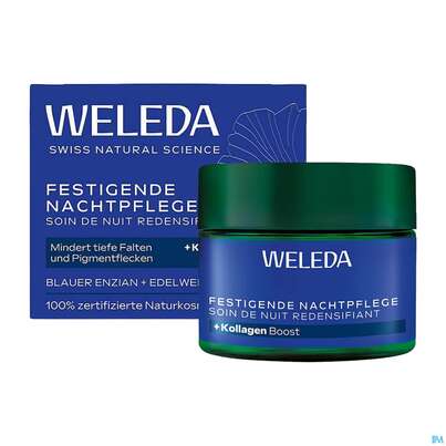 Sie sehen eine Packung Weleda Blauer Enzian +edelweiss Festigende Nachtpflege 40ml, Produktbild: 05 Weleda Blauer Enzian +edelweiss Festigende Nachtpflege 40ml, A-Nr.: 5729958 - 05