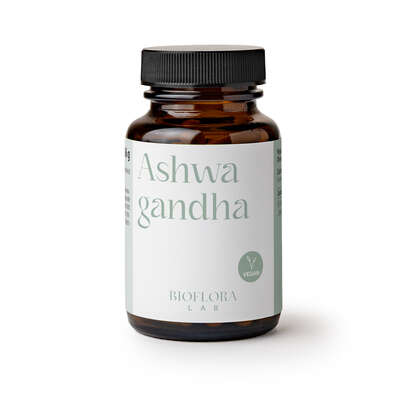 Sie sehen eine Packung Bioflora LAB Ashwagandha 500mg Kapseln 60 Stk, Produktbild: 01 Bioflora LAB Ashwagandha 500mg Kapseln 60 Stk, A-Nr.: 5962867 - 01