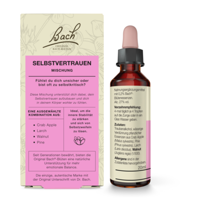 Sie sehen eine Packung Bach®- Blütenmischung SELBSTVERTRAUEN, Produktbild: 01 Bach®- Blütenmischung SELBSTVERTRAUEN, A-Nr.: 6146733 - 01