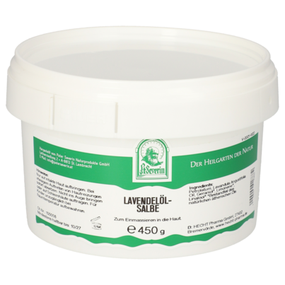 Sie sehen eine Packung LAVENDELOELSALBE 450 G, Produktbild: 01 LAVENDELOELSALBE 450 G, A-Nr.: 5713590 - 01