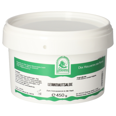 Sie sehen eine Packung LEINKRAUT SALBE 450G, Produktbild: 01 LEINKRAUT SALBE 450G, A-Nr.: 5730536 - 01