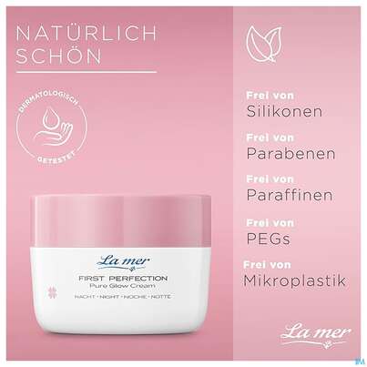 Sie sehen eine Packung La Mer Mit Parfum First Perfection Pure Glow Cream Nacht 50ml, Produktbild: 03 La Mer Mit Parfum First Perfection Pure Glow Cream Nacht 50ml, A-Nr.: 5770205 - 03