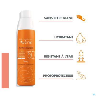 Sie sehen eine Packung Avène Sonnenspray Spf 50+ 200ml, Produktbild: 07 Avène Sonnenspray Spf 50+ 200ml, A-Nr.: 4995586 - 07