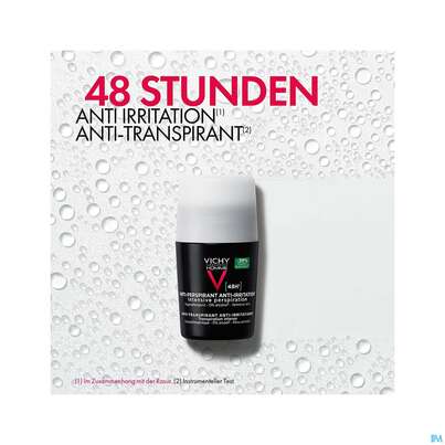 Sie sehen eine Packung Vichy Homme Deodorant Empfindl.haut 48h 50ml, Produktbild: 05 Vichy Homme Deodorant Empfindl.haut 48h 50ml, A-Nr.: 3724394 - 05