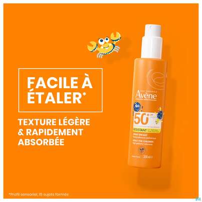 Sie sehen eine Packung Avène Kinder-sonnenspray Spf 50+ 200ml, Produktbild: 09 Avène Kinder-sonnenspray Spf 50+ 200ml, A-Nr.: 3208066 - 09