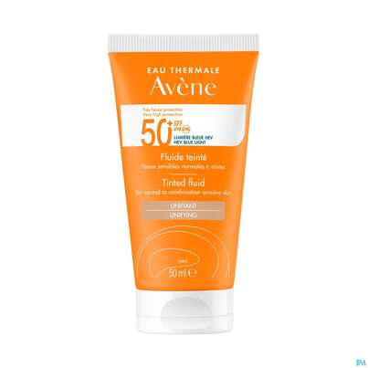 Sie sehen eine Packung Avène Getöntes Sonnenfluid Spf 50+ 50ml, Produktbild: 04 Avène Getöntes Sonnenfluid Spf 50+ 50ml, A-Nr.: 5598982 - 04