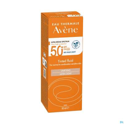 Sie sehen eine Packung Avène Getöntes Sonnenfluid Spf 50+ 50ml, Produktbild: 08 Avène Getöntes Sonnenfluid Spf 50+ 50ml, A-Nr.: 5598982 - 08