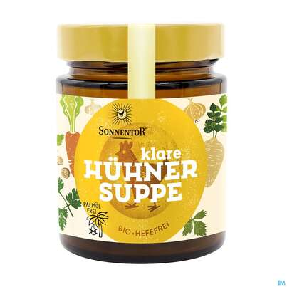 Sie sehen eine Packung Sonnentor Huehnersuppe Klar Bio Glas 01474 100g, Produktbild: 03 Sonnentor Huehnersuppe Klar Bio Glas 01474 100g, A-Nr.: 4389710 - 03