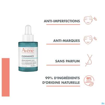 Sie sehen eine Packung Avene Cleanance A.h.a Serum 30ml, Produktbild: 16 Avene Cleanance A.h.a Serum 30ml, A-Nr.: 5799634 - 16