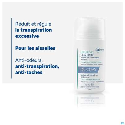 Sie sehen eine Packung Ducray Hidrosis Control Roll-on Anti-transpirant Neu 40ml, Produktbild: 15 Ducray Hidrosis Control Roll-on Anti-transpirant Neu 40ml, A-Nr.: 5724174 - 15
