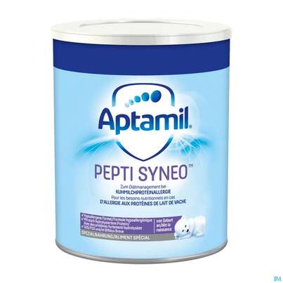 Sie sehen eine Packung Aptamil Spezialnahrung Pepti Syneo 400g, Produktbild: 01 Aptamil Spezialnahrung Pepti Syneo 400g, A-Nr.: 5133711 - 01