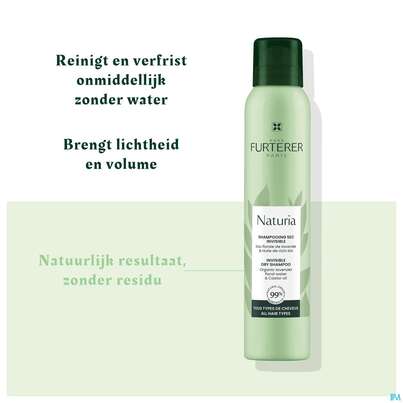 Sie sehen eine Packung Shampoon Furterer Trockenshampoon Naturia Unsichtbar 200ml, Produktbild: 14 Shampoon Furterer Trockenshampoon Naturia Unsichtbar 200ml, A-Nr.: 5745986 - 14