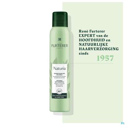 Sie sehen eine Packung Shampoon Furterer Trockenshampoon Naturia Unsichtbar 200ml, Produktbild: 17 Shampoon Furterer Trockenshampoon Naturia Unsichtbar 200ml, A-Nr.: 5745986 - 17