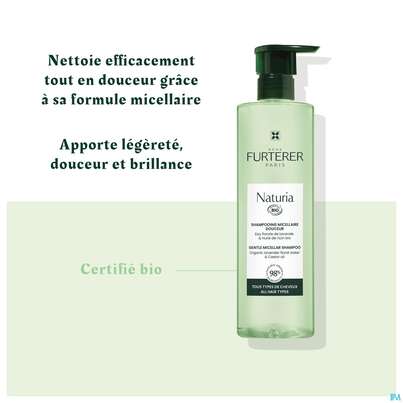 Sie sehen eine Packung Shampoon Furterer/naturia Sanftes Mizellen-shampoo 400ml, Produktbild: 10 Shampoon Furterer/naturia Sanftes Mizellen-shampoo 400ml, A-Nr.: 5669794 - 10