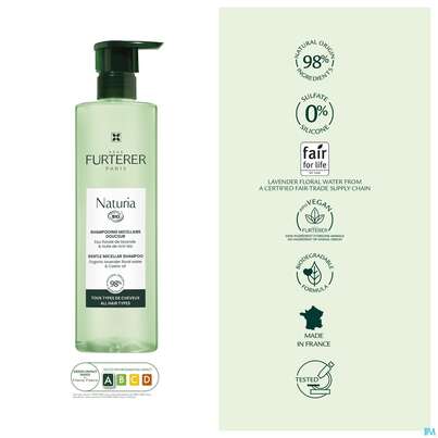 Sie sehen eine Packung Shampoon Furterer/naturia Sanftes Mizellen-shampoo 400ml, Produktbild: 20 Shampoon Furterer/naturia Sanftes Mizellen-shampoo 400ml, A-Nr.: 5669794 - 20