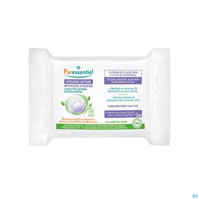 Sie sehen eine Packung Puressentiel Intimpflege Tuecher 25st, Produktbild: 03 Puressentiel Intimpflege Tuecher 25st, A-Nr.: 5839285 - 03