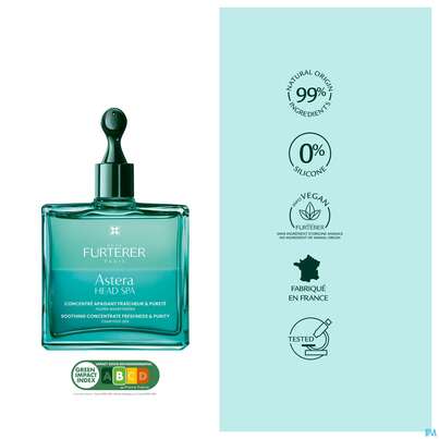 Sie sehen eine Packung Furterer Astera Head Spa Beruhigendes Konzentrat 50ml, Produktbild: 13 Furterer Astera Head Spa Beruhigendes Konzentrat 50ml, A-Nr.: 5778307 - 13