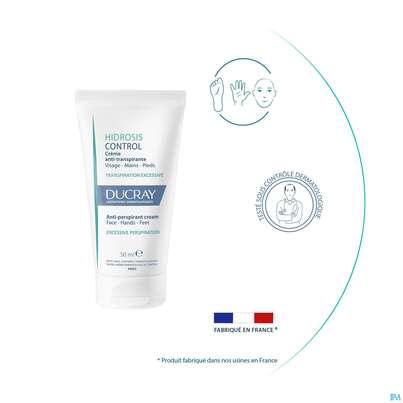 Sie sehen eine Packung Ducray Hidrosis Control Fuss-hand +gesicht Creme Anti-transpirant Neu 50ml, Produktbild: 10 Ducray Hidrosis Control Fuss-hand +gesicht Creme Anti-transpirant Neu 50ml, A-Nr.: 5724180 - 10