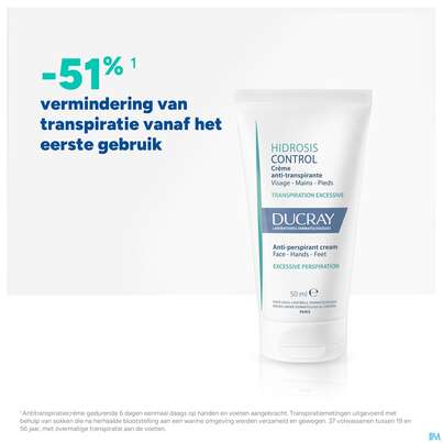 Sie sehen eine Packung Ducray Hidrosis Control Fuss-hand +gesicht Creme Anti-transpirant Neu 50ml, Produktbild: 23 Ducray Hidrosis Control Fuss-hand +gesicht Creme Anti-transpirant Neu 50ml, A-Nr.: 5724180 - 23